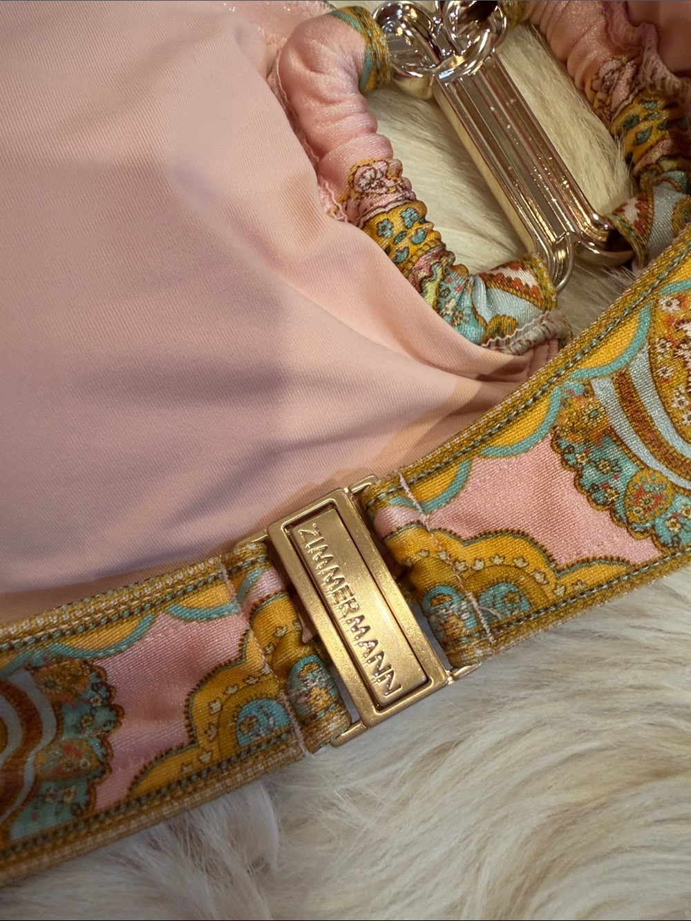 Zimmermann Pink, Gold & Aqua Paisley Bandeau Bikini Set - Picture 9 of 15